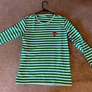 COMME DES GARÇONS PLAY green striped long sleeve Men’s L